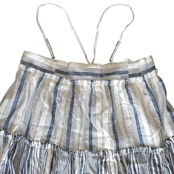 J Crew NWT Chambray Cover-up Dress S Small Midi Tiered Linen Blue White New Boho - Picture 4 of 11